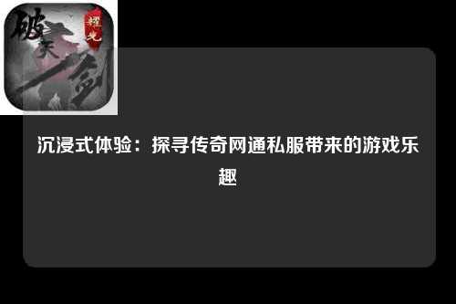 沉浸式体验：探寻传奇网通私服带来的游戏乐趣