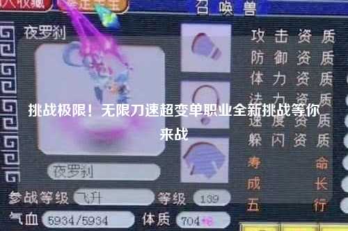 挑战极限！无限刀速超变单职业全新挑战等你来战